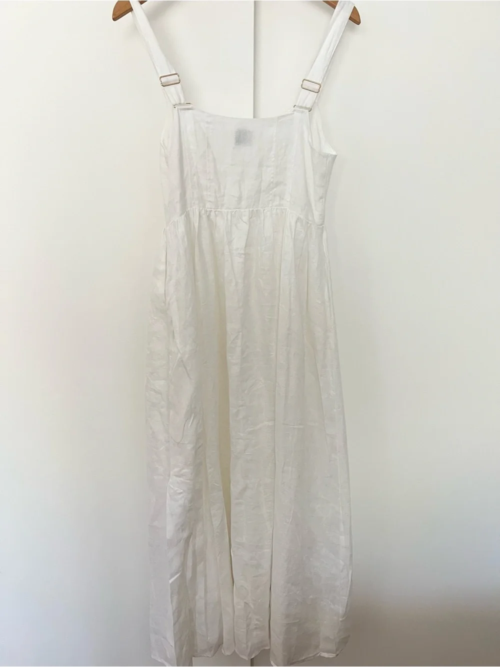 DISSH White Maxi Dress 100% Linen Empire Waist Babydoll Sundress US 6 - Picture 7 of 9